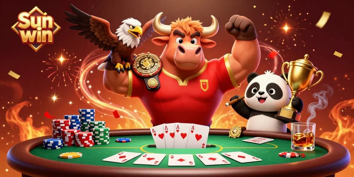 Experience the excitement of Sun win with a dynamic casino scene showcasing winning moments and celebration.