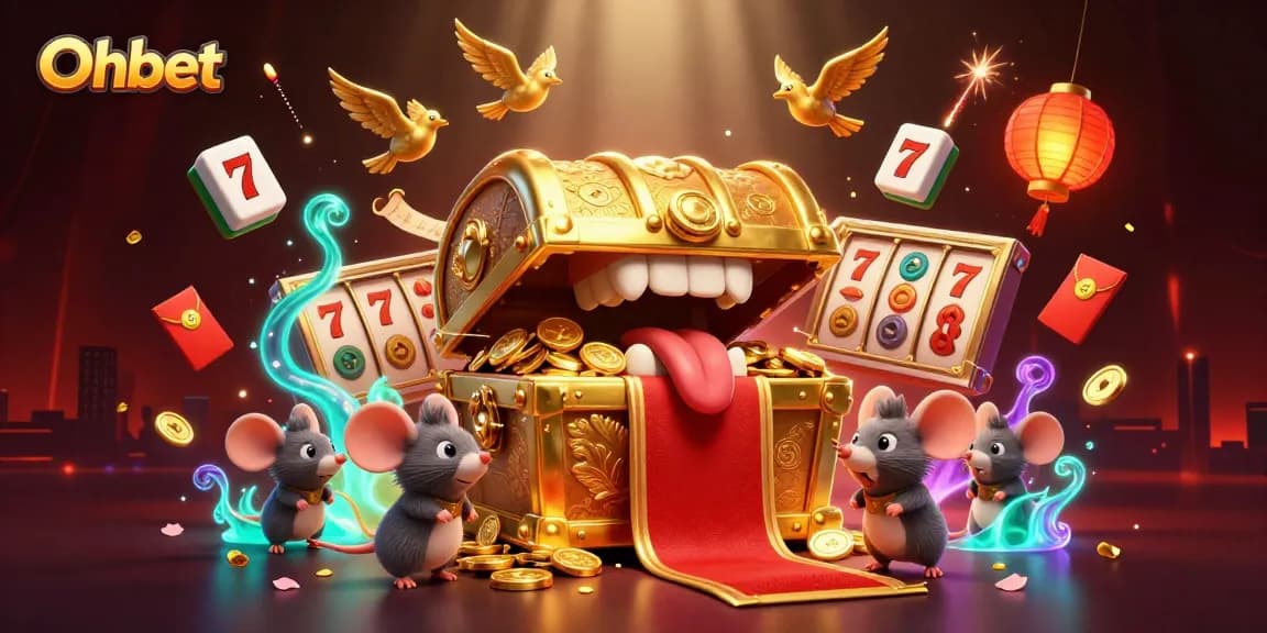 Engage with Oxbet's thrilling casino world featuring animated treasure chests and slot elements.