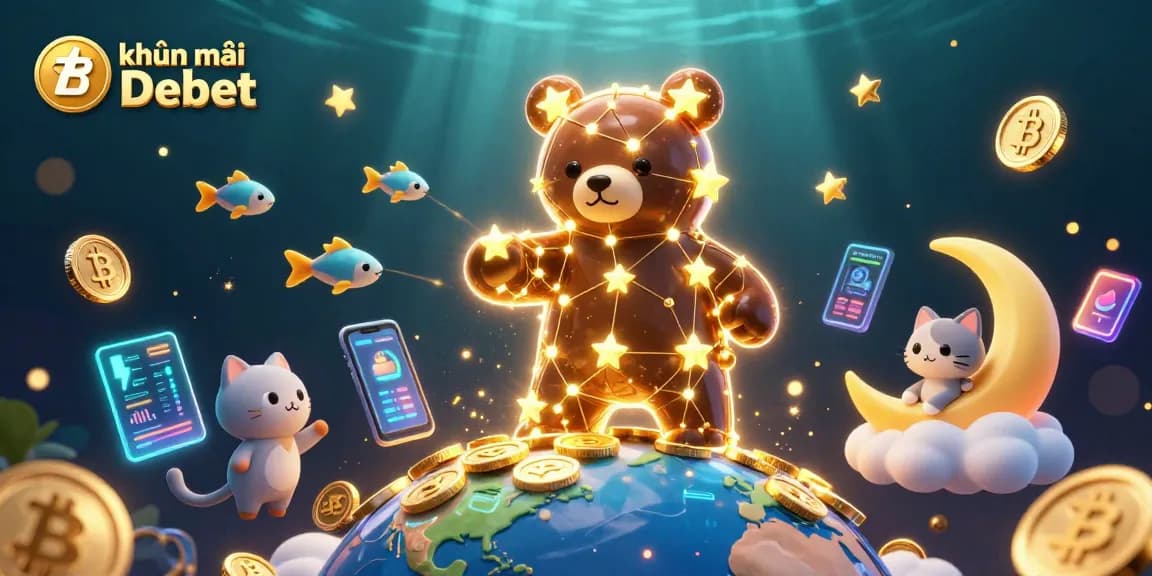 Play and win with khuyến mãi Debet on dynamic 3D crypto-themed casino visuals.