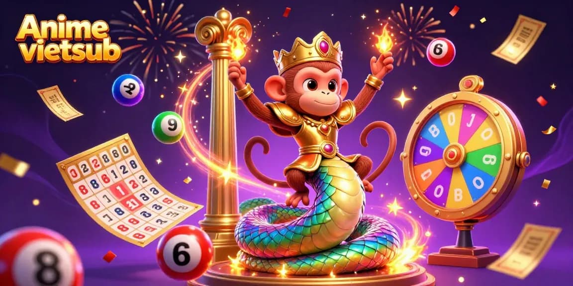 Experience the thrill of winning at Anime vietsub with vibrant lottery elements and an energetic scene.