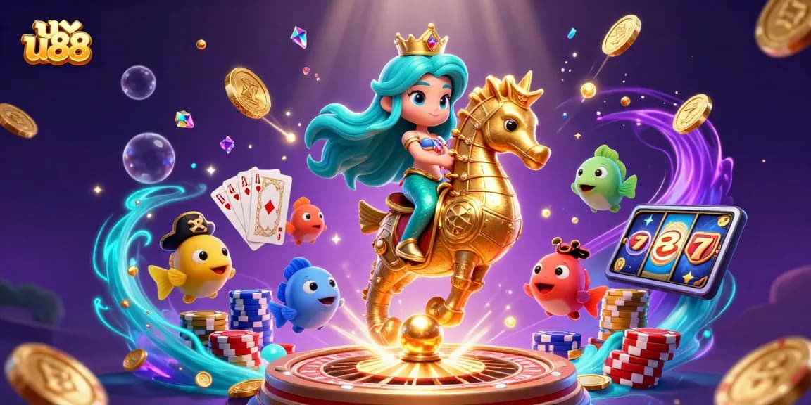 Experience thrilling gameplay and big wins at uu88 with vibrant casino elements in a magical underwater scene.