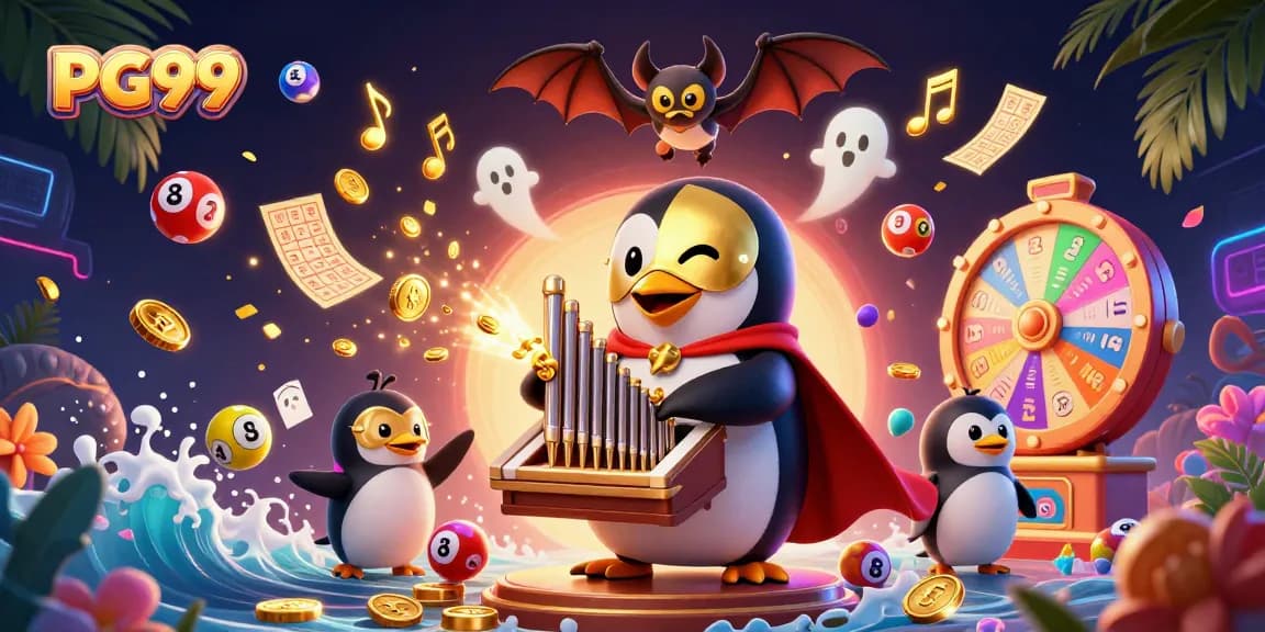 Engage with PG99's vibrant casino action featuring a captivating penguin and dynamic gaming elements.
