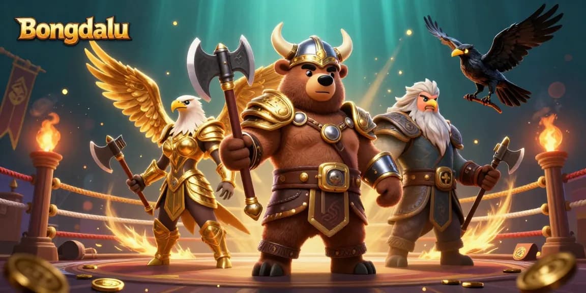 Engage in sports betting excitement with Bongdalu, featuring battle-ready characters and vibrant casino elements.