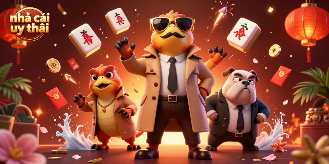 Engage with nhà cái uy tín as cartoon raptors navigate a VIP casino lounge, showcasing vibrant gaming elements.