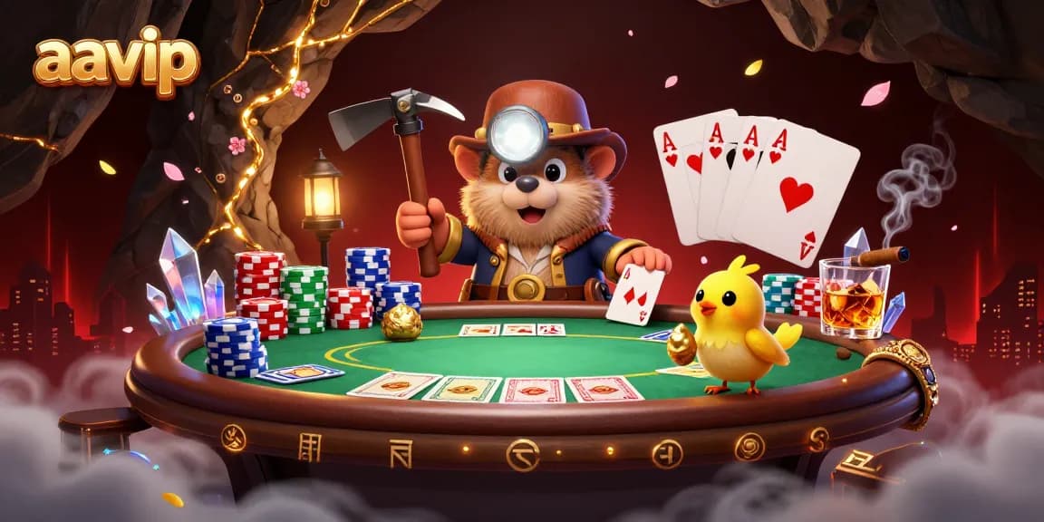 AAVIP players engaging in exciting poker gameplay with vibrant atmospheric elements in a thrilling 3D illustration.