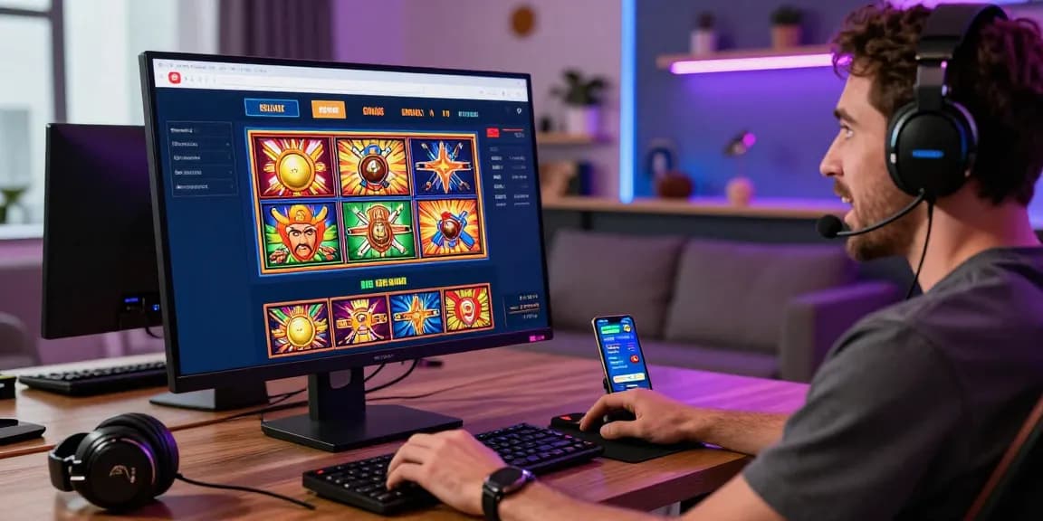 LUCK8 online gambling platform with user engaged in vibrant gaming experience at home.