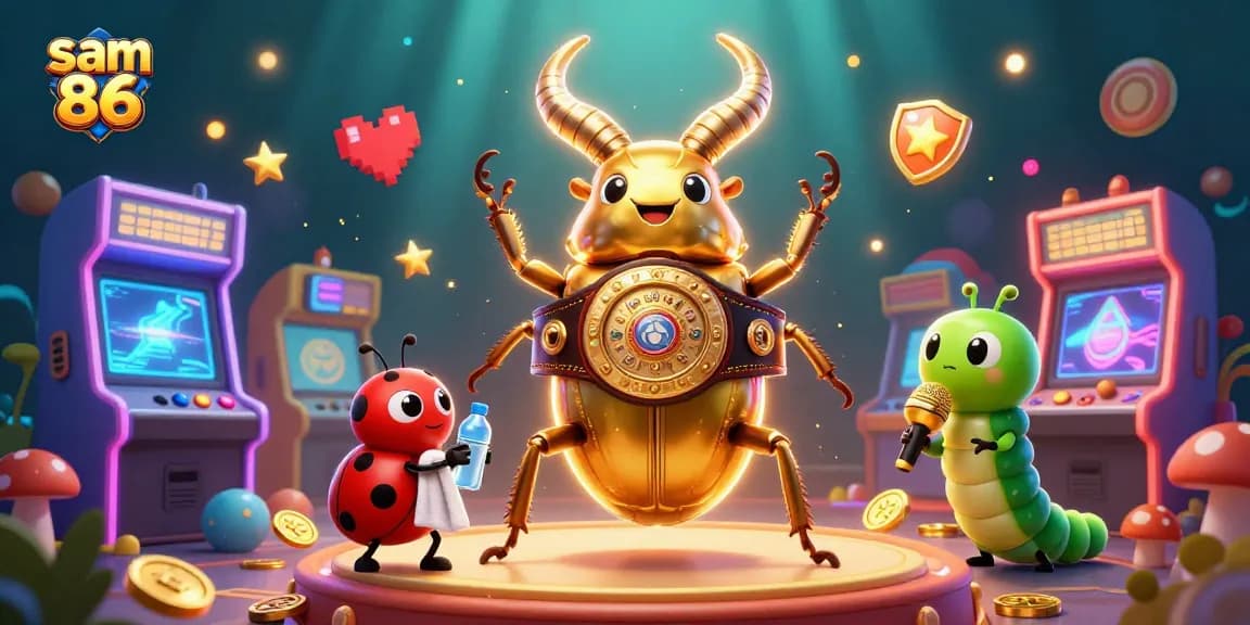 Join the vibrant fun at sam 86's gambling paradise with dynamic characters in a colorful casino setting.