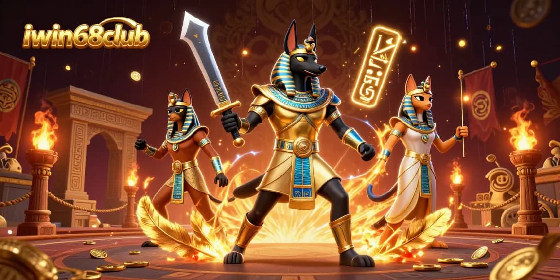 Experience the thrilling gaming action at iwin68club with a vibrant, dynamic casino illustration.