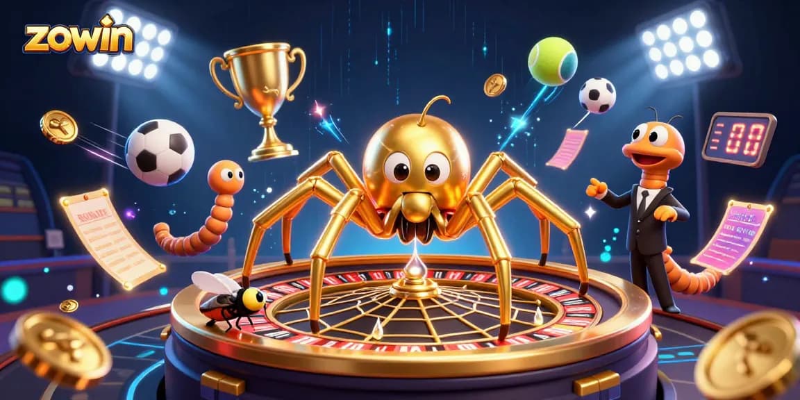 Zowin offers a thrilling casino experience with a vibrant roulette wheel and dynamic gaming elements.