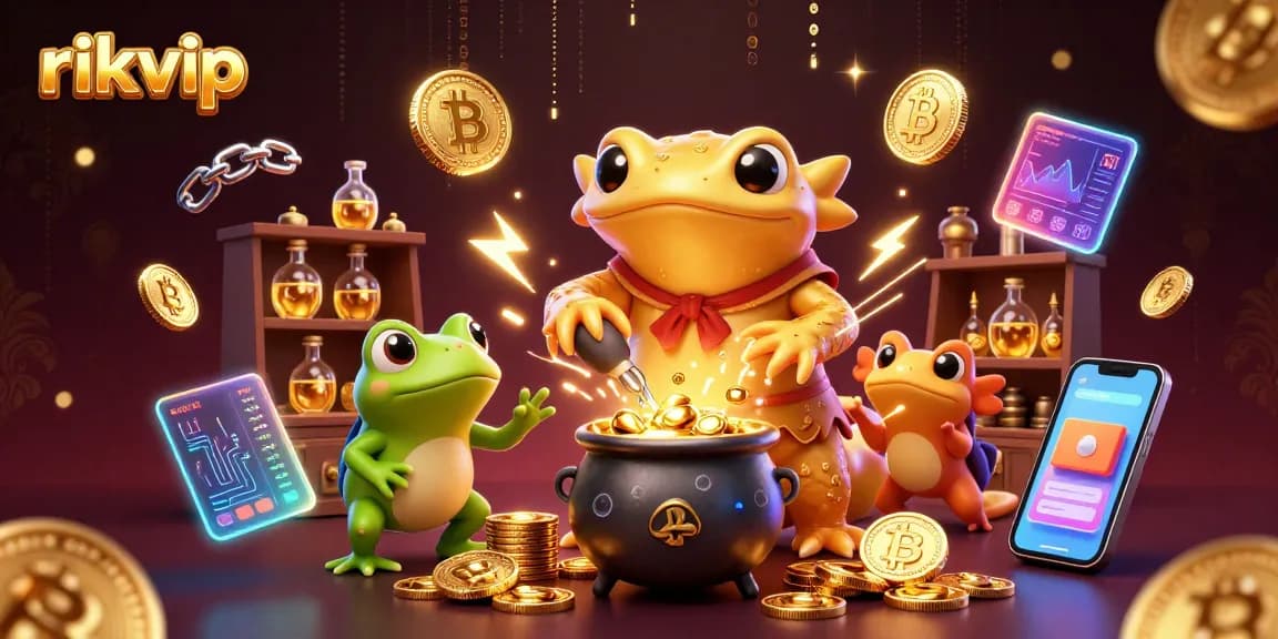 Experience rich gameplay at rikvip with gold coins and vibrant casino elements in a magical setting.