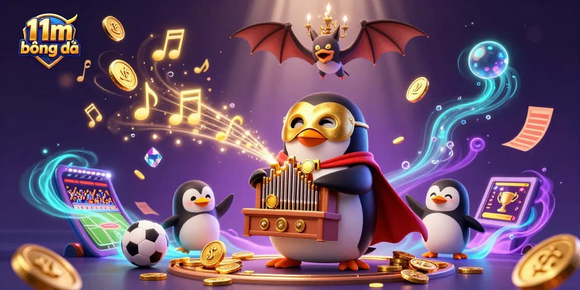 Experience 11m bóng đá excitement with engaging sports betting visuals and golden coin streams.
