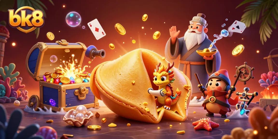 Experience the thrill of bk8 with a 3D golden cookie scene filled with treasure and luck.