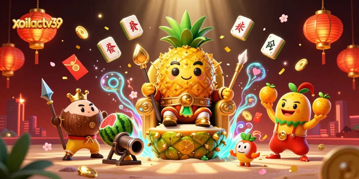 Experience thrilling gaming with xoilactv39 in a vibrant 3D casino illustration, showcasing fun characters and dynamic elements.
