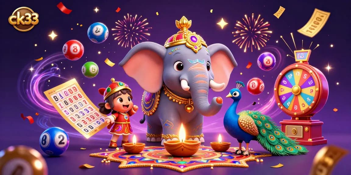 Play exciting games at ck33, featuring vibrant casino action with elephants and colorful elements.