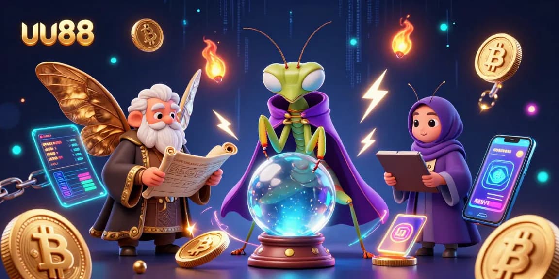Experience u88's vibrant casino world with mystical characters and blockchain elements.
