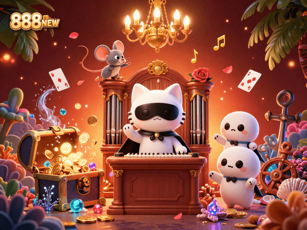 Experience thrilling gameplay with 888NEW's vibrant gambling world, showcasing rich 3D casino elements.