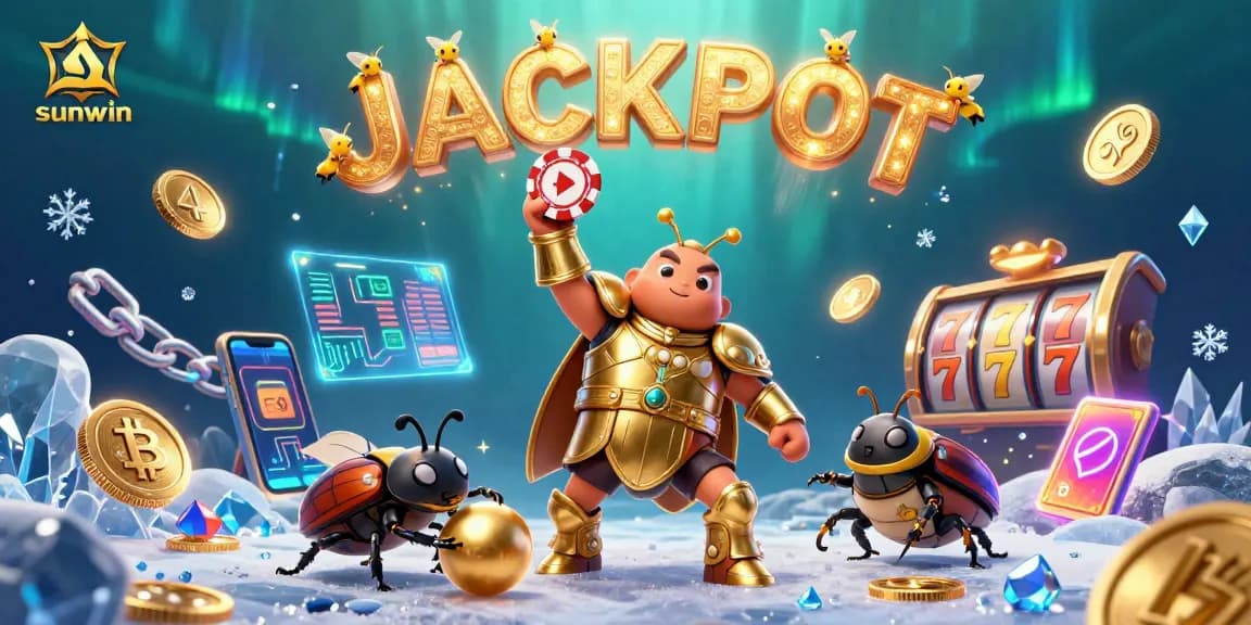 Experience the thrill of jackpots with sunwin's vibrant 3D casino illustration showcasing dynamic elements.