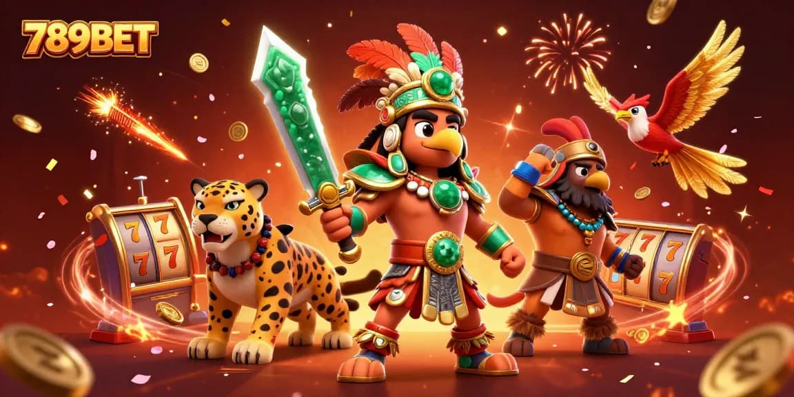 Experience the thrills of gaming with 789BET's vibrant casino scene featuring slot reels and warriors.
