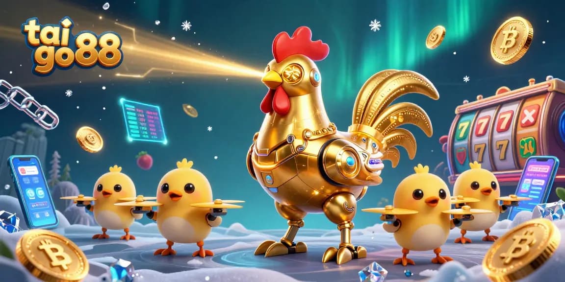 Engage in thrilling casino action with tai go 88, featuring a vibrant 3D rooster and golden gambling elements.