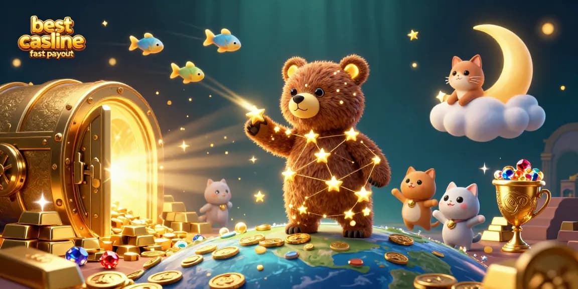 Win big at the best online casino fast payout, featuring treasures and whimsical characters.