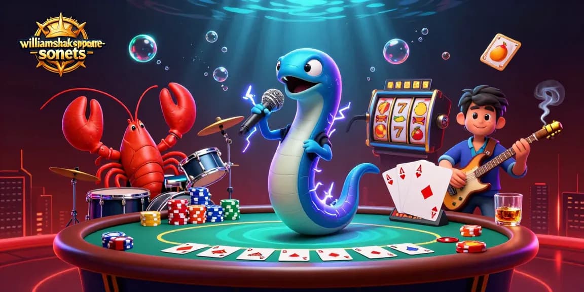 Engage in thrilling casino fun with williamshakespeare-sonnets featuring vibrant 3D illustration of electric eel DJ.