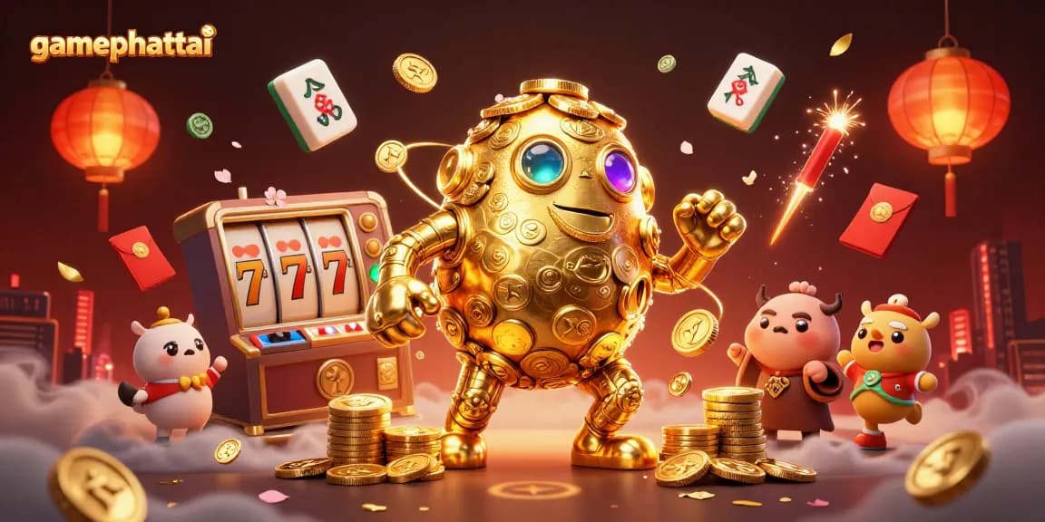 Spin the reels with gamephattai as the golden golem surrounded by festive elements guarantees a jackpot!