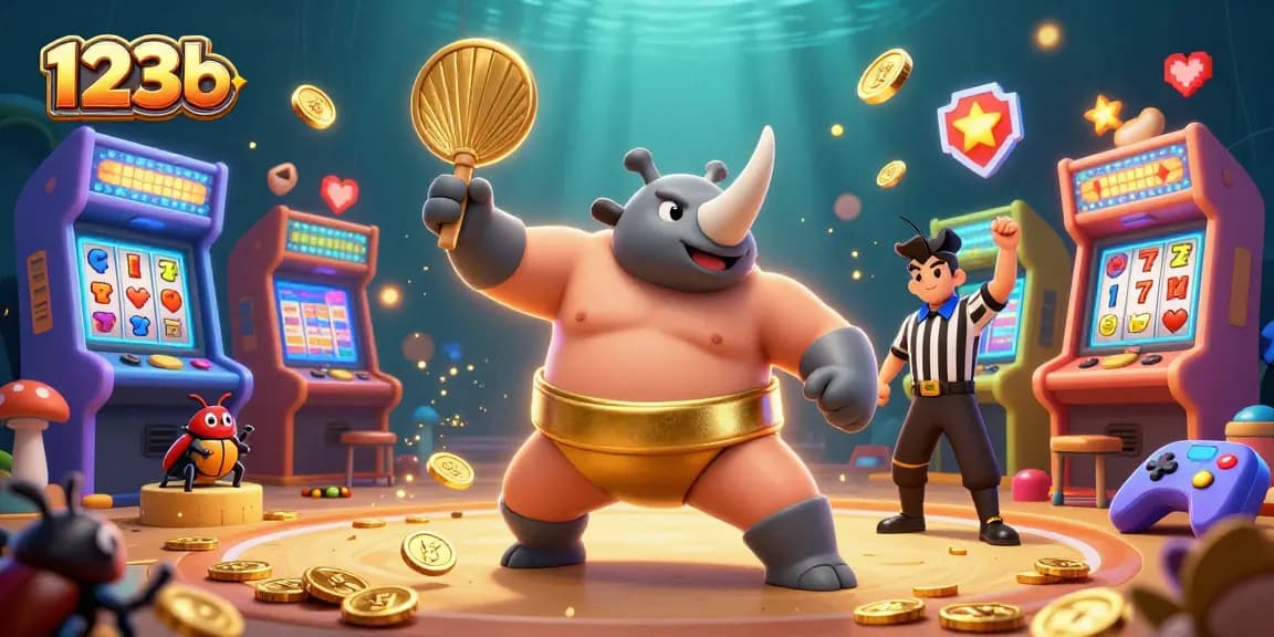 Join the excitement of 123b slots featuring a sumo beetle in action