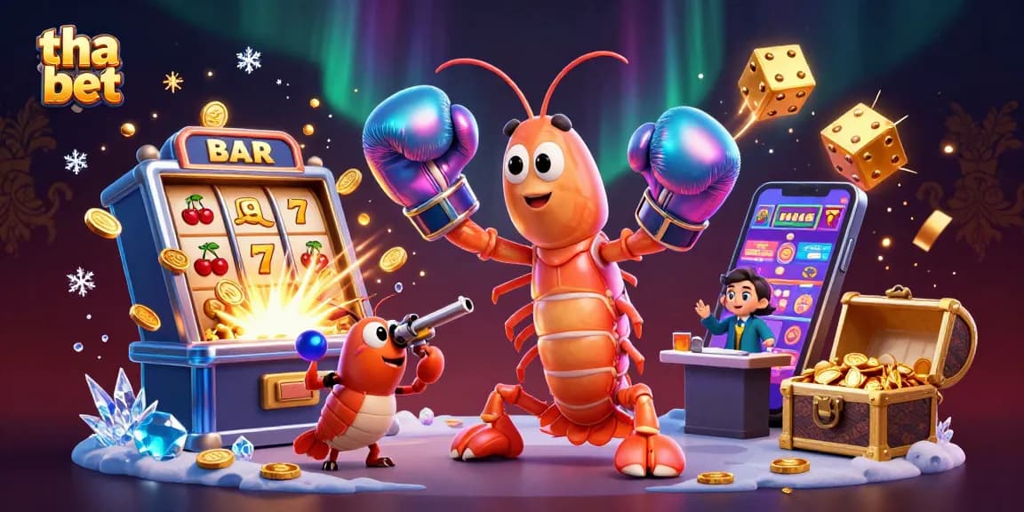 Experience thrilling wins with tha bet in this dynamic casino scene featuring vibrant characters and games.