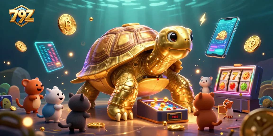 Experience thrilling gaming at 79Z with a majestic tortoise-pinball creation and exciting slot elements.