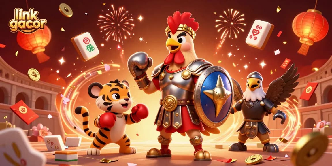 Experience thrilling gameplay at link gacor with vibrant 3D illustrations showcasing unique gaming elements.