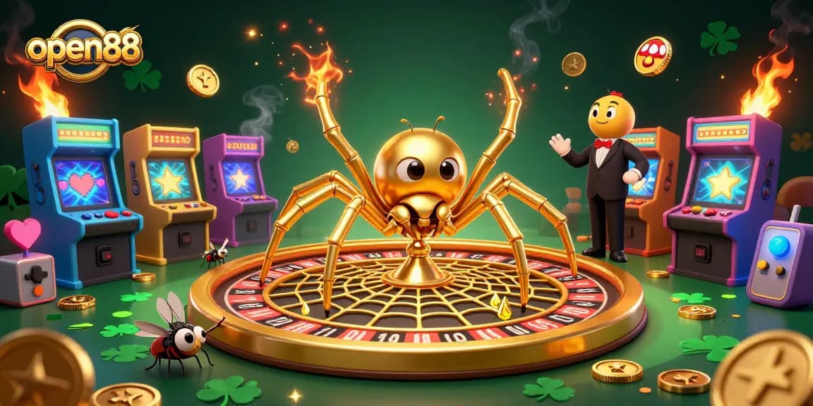 Experience thrilling gameplay at open88 with vibrant characters in a golden roulette web scene.