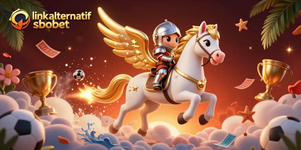 Access 'link alternatif sbobet' easily with our dynamic promotional illustration, perfect for sports betting enthusiasts.