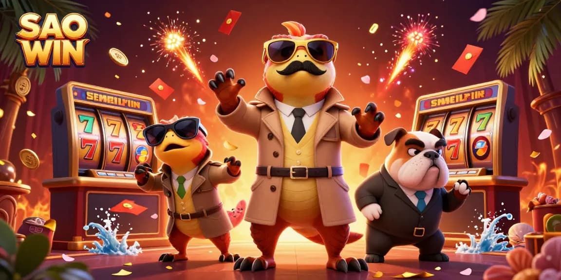 Shoot for winnings at SAO WIN with raptors in disguise entering a VIP casino lounge.