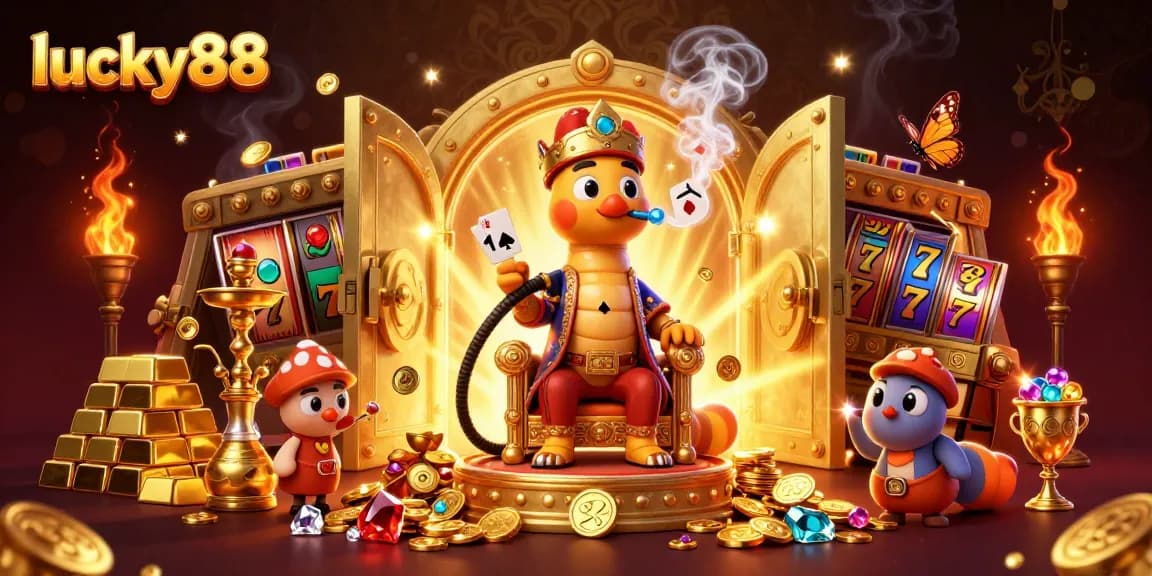 Experience the excitement of lucky88 with vibrant casino visuals, showcasing the enchanting caterpillar master.