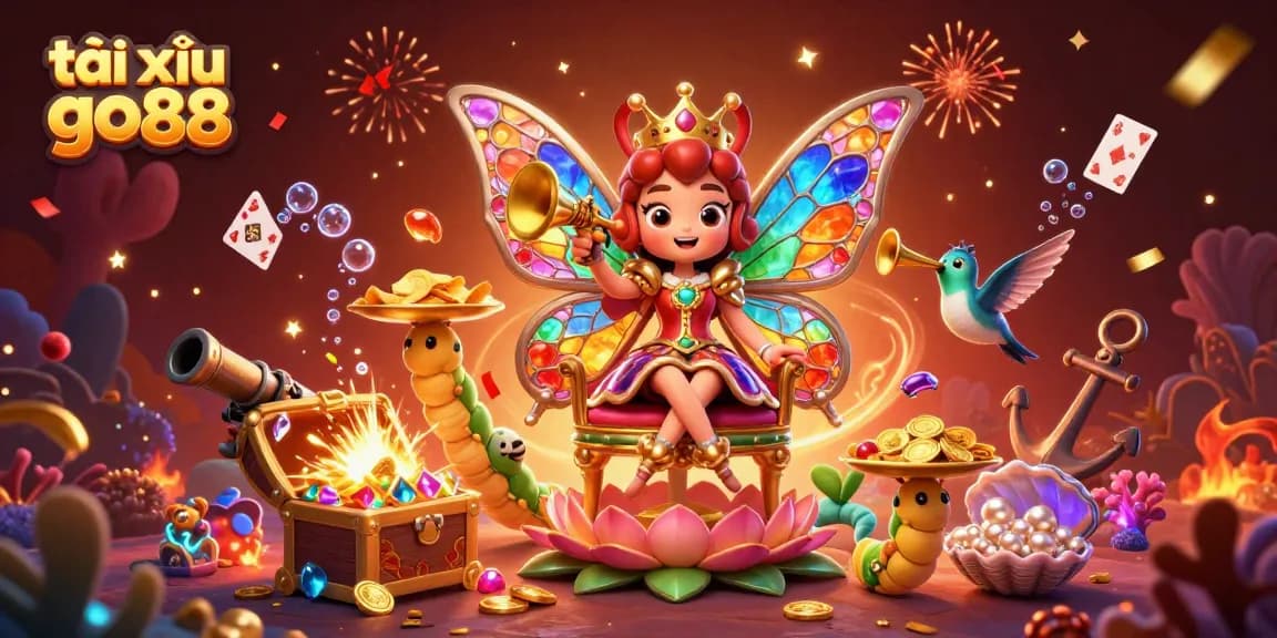 Experience the thrill of tài xỉu go88 with a vivid 3D casino scene featuring vibrant characters and playful elements.