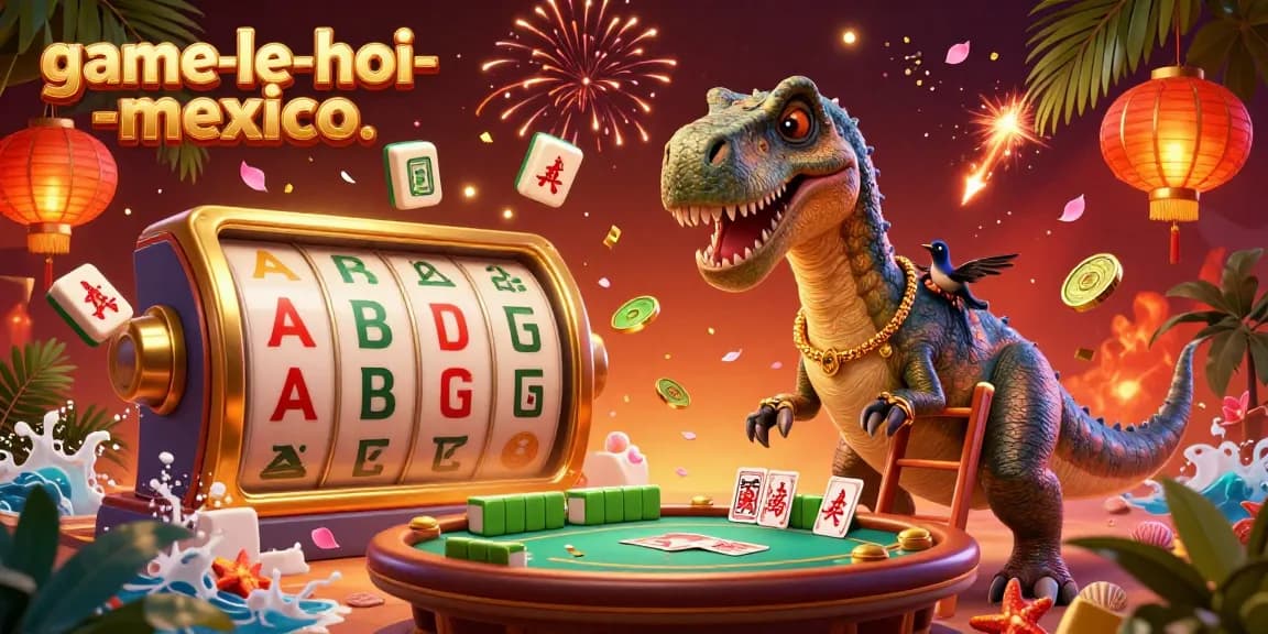 Experience the excitement of game-le-hoi-mexico with vibrant slot reels and dynamic characters in a grand casino setting.