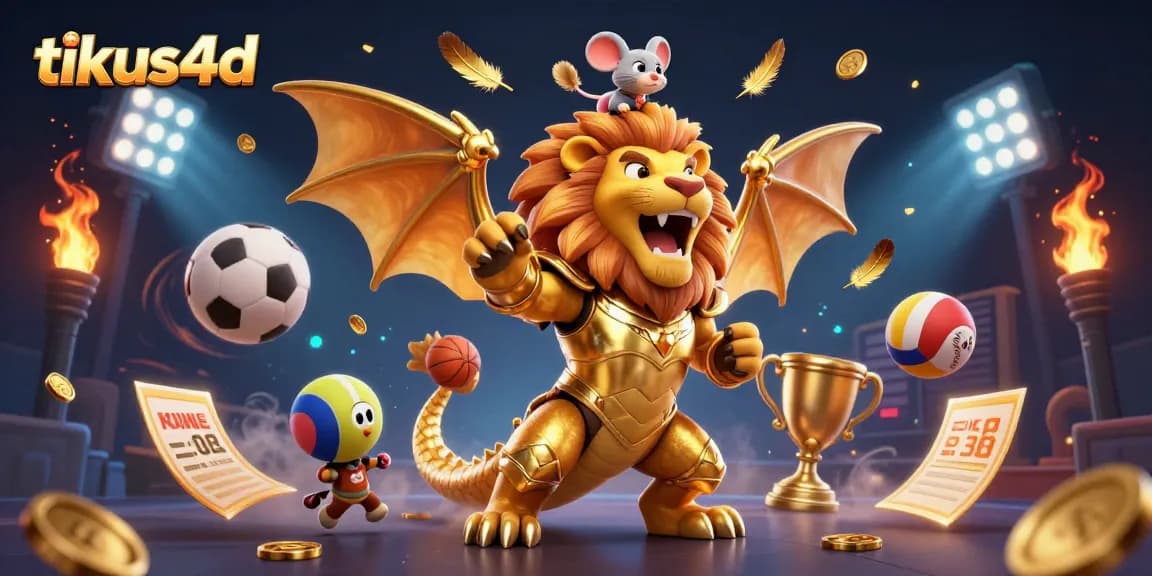 Tikus4D adventure showcasing a chimera and mouse jockey amidst dynamic gambling elements in a thrilling casino scene