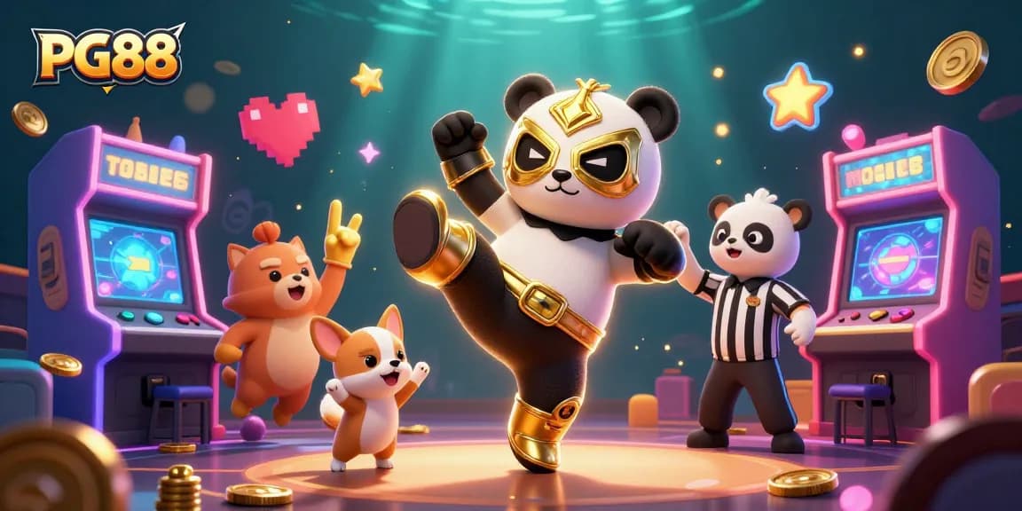 Engage in exciting gaming action with PG88's vibrant casino scene featuring dynamic characters and casino elements.