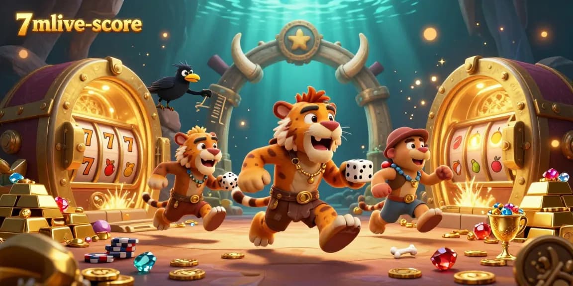 Experience winning thrills with 7mlive-score in a vibrant casino scene featuring ancient treasures and dynamic gameplay.