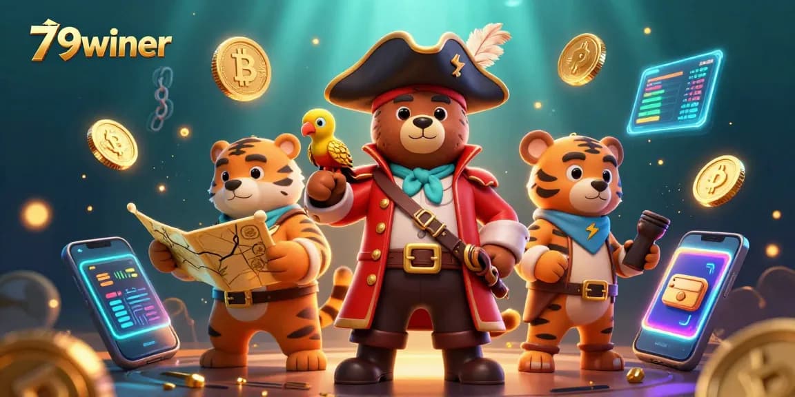 Win big with 79winer in this vibrant 3D illustration featuring engaging gambling elements.