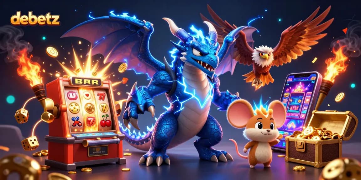Experience jackpot excitement with debetz in this vibrant 3D casino scene.