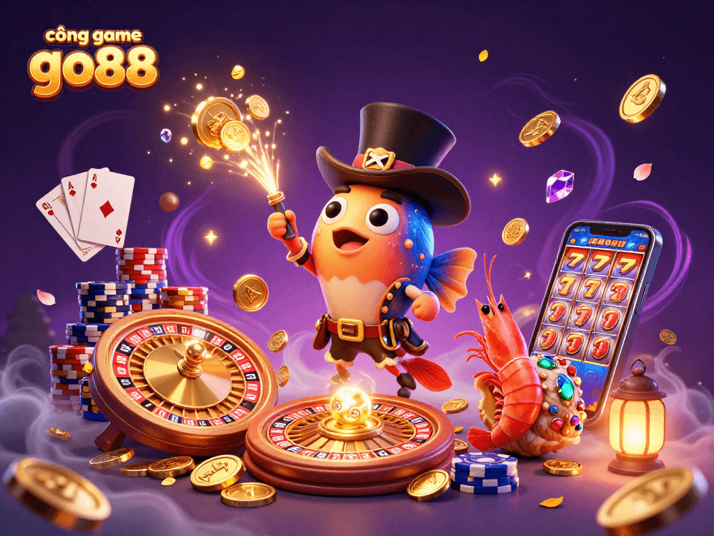 Join the excitement at cổng game go88 as golden coins cascade in a vibrant underwater casino scene.
