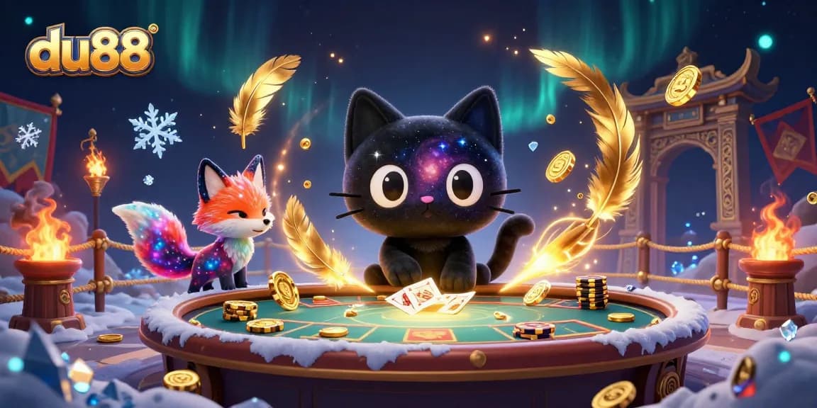 Spin the reels with du88 as the black hole cat and nebula fox spark excitement at the cosmic casino table.