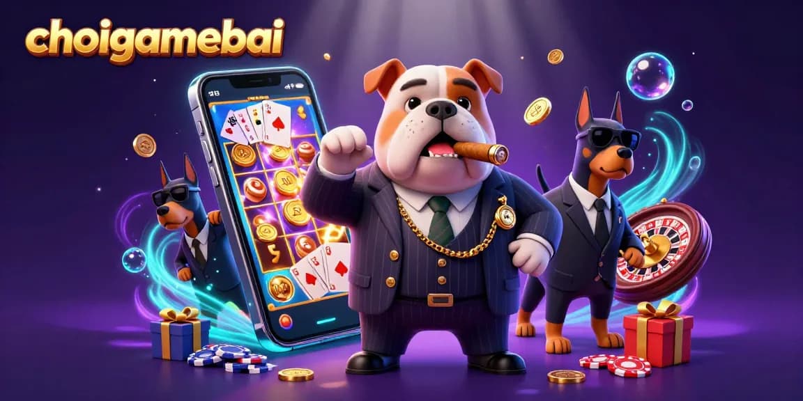 Engage in thrilling gameplay with choigamebai's intense casino atmosphere featuring dogs and gaming elements.