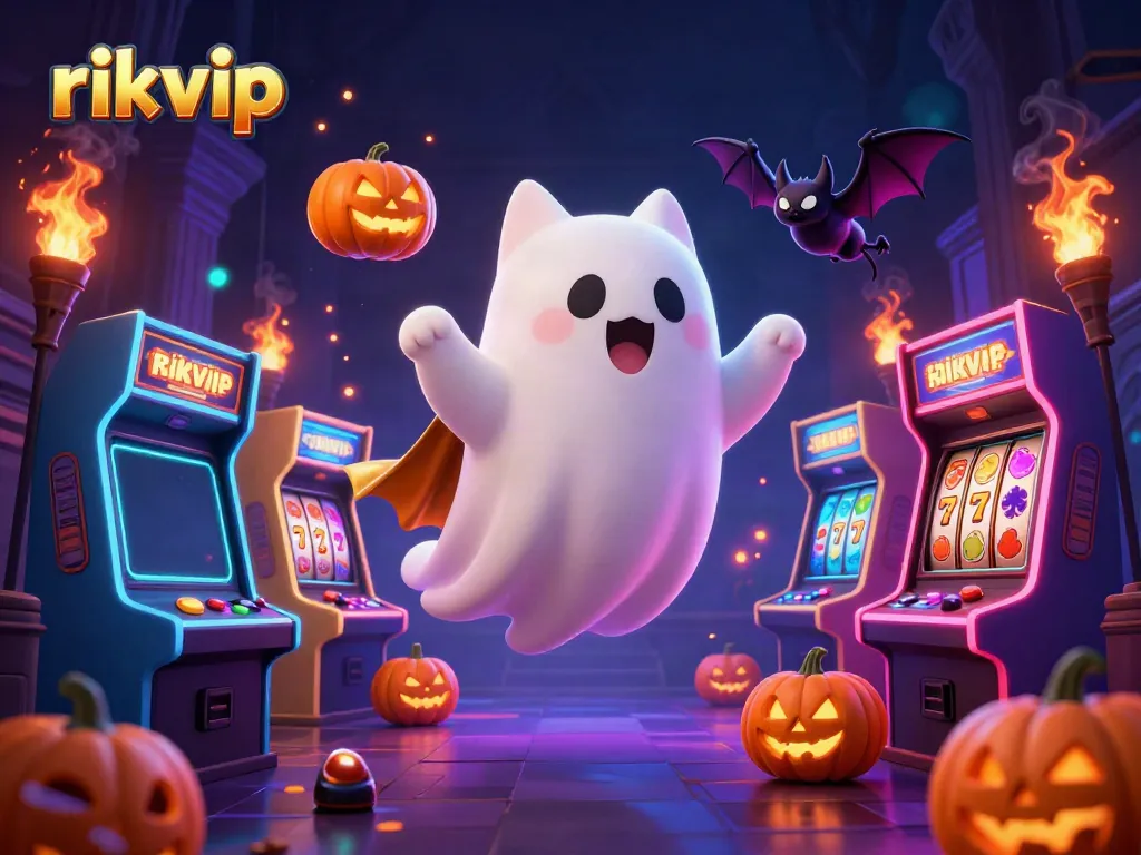 Experience thrilling gaming at rikvip with a ghost cat and bat in a haunted casino adventure.