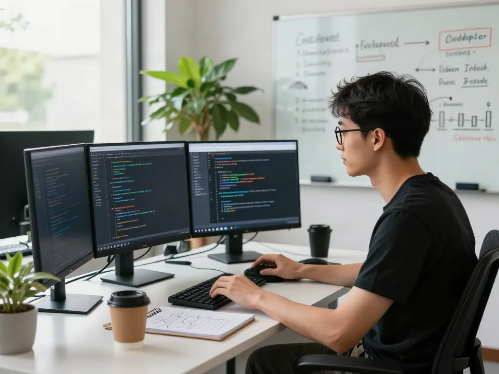 Developer optimizing instant indexing strategies in a modern tech workspace.