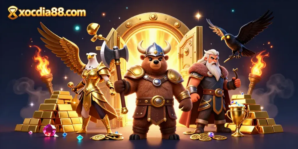 Experience the thrill at xocdia88 com with a captivating scene filled with treasures and adventure.