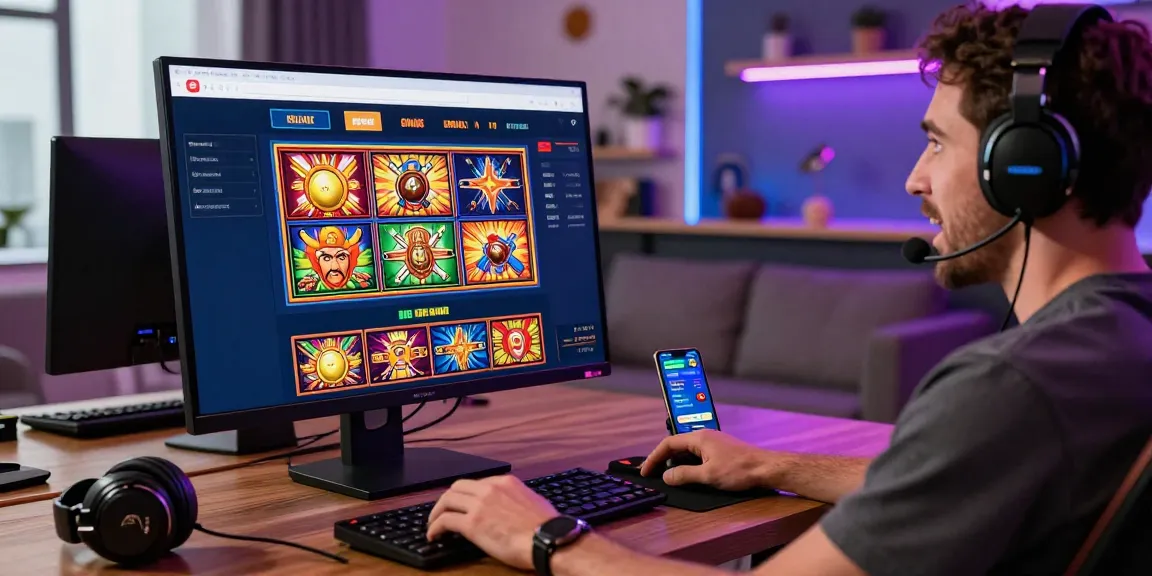 LUCK8 online gambling platform with user engaged in vibrant gaming experience at home.