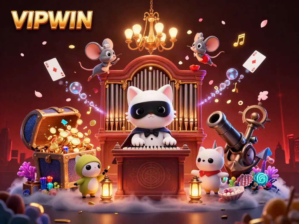 Experience thrilling gameplay with VIPWIN's exciting casino atmosphere illustrated in vibrant detail.