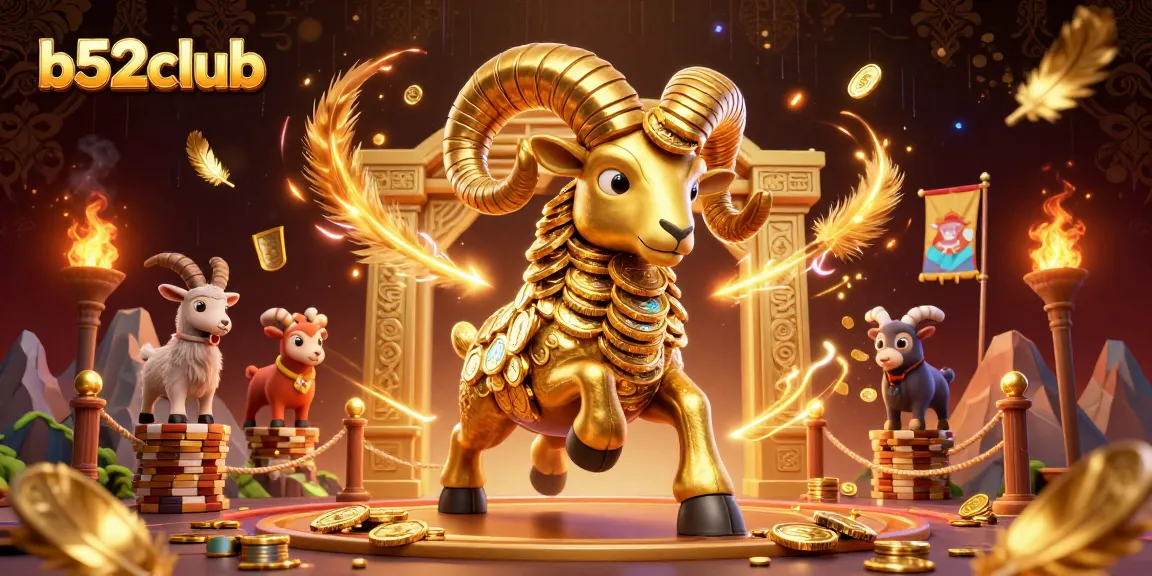 B52Club furiously charges towards victory with a golden ram, showcasing thrilling online gaming action.
